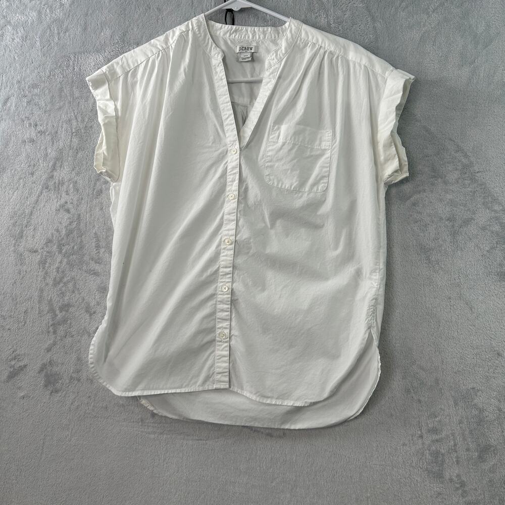 J. Crew White Cotton Poplin Camp Shirt – Short Sleeve – Size XXS